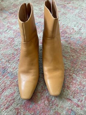 Madewell Women's Tan Leather Ankle Boots - Sleek Square Toe